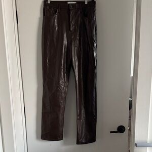 Abercrombie and Fitch curve love 90’s ultra high straight Brown Leather Pants